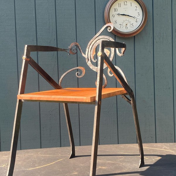 Hand-Forged Chair with Scrollwork