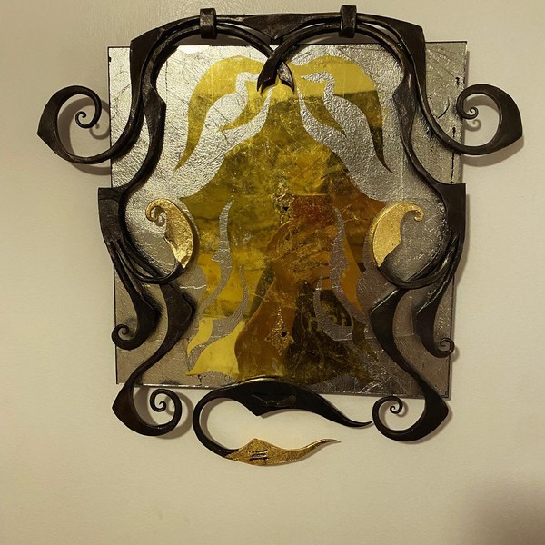 Gilded Frame and Glass Art Piece