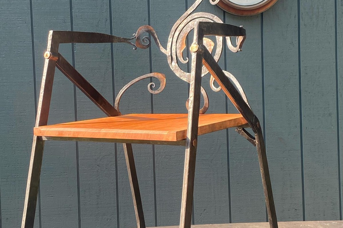 Hand-Forged Chair with Scrollwork